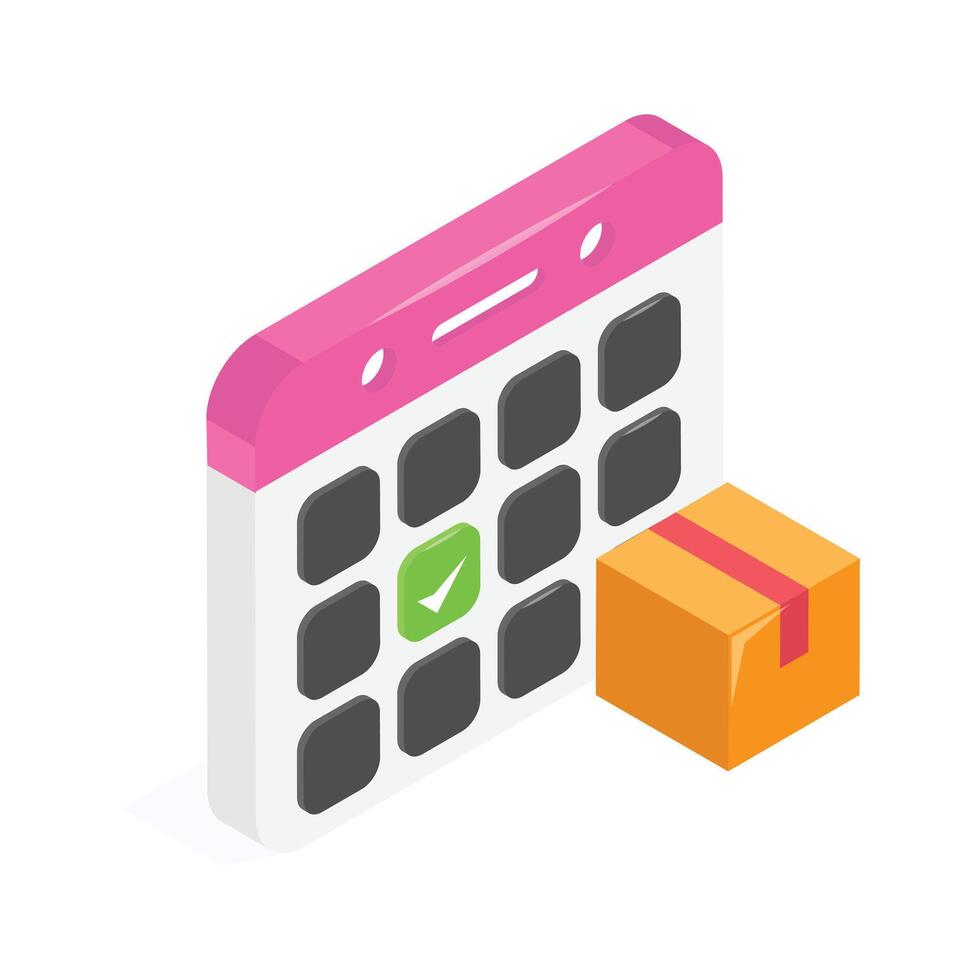 Get this amazing icon of delivery schedule in modern isometric style vector