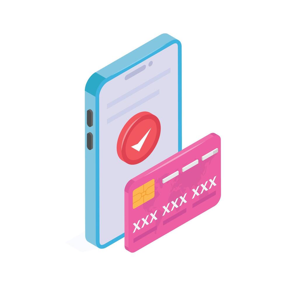 Online payment, mobile payment isometric icon design in trendy style vector