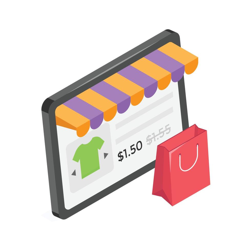 A computer screen showing a clothing store website. vector