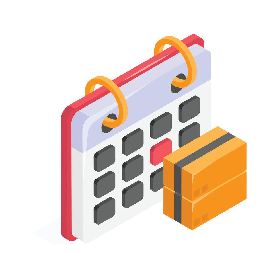 Get this amazing icon of delivery schedule in modern isometric style. vector