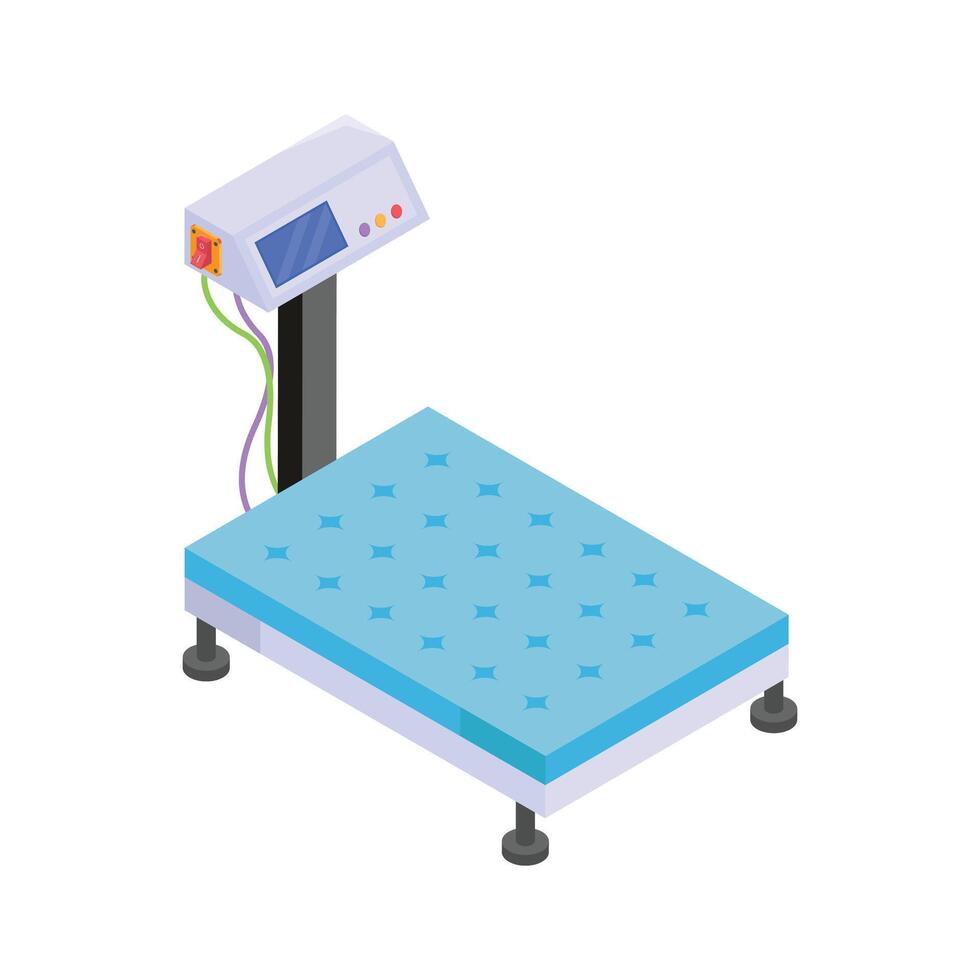 Digital weighing scale for measuring package weight in logistics and delivery. vector