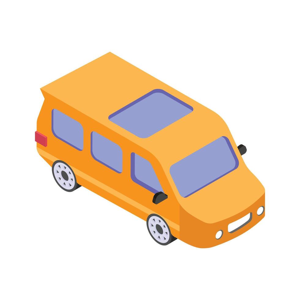 An Isometric icon of delivery van for fast shipping and parcel transport vector