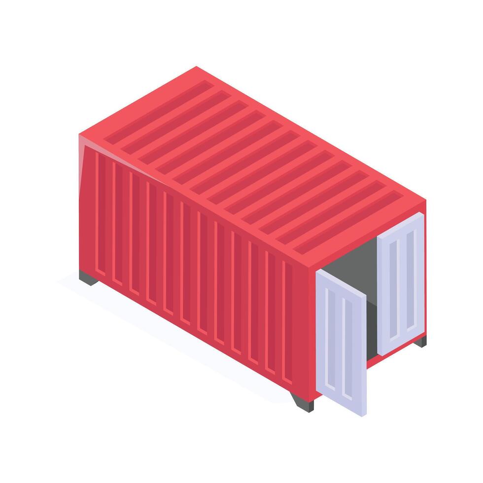 Isometric red cargo container for international freight and logistics transport vector
