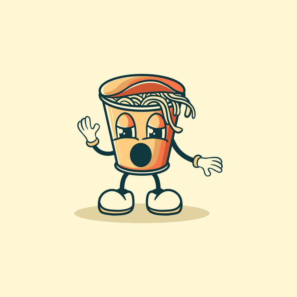 Surprised Noodle Cup Cartoon Character Design vector