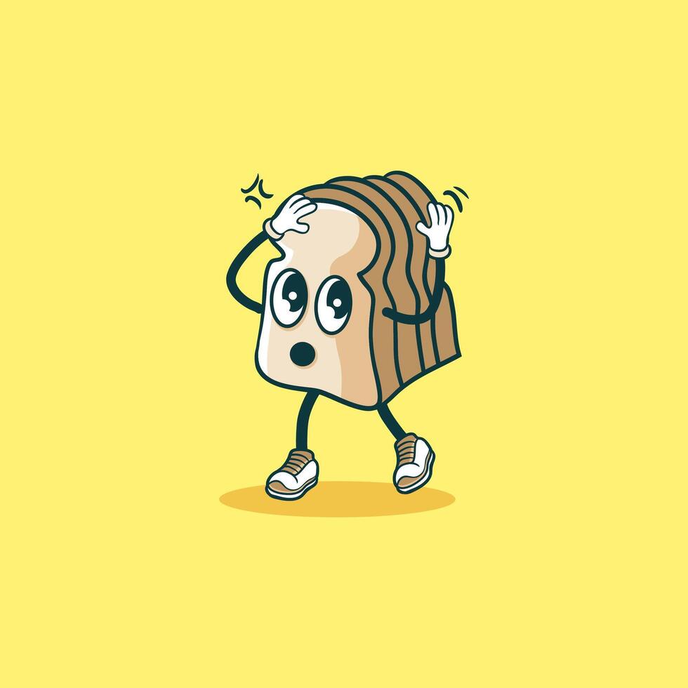 A Surprised Bread Slice Character Walks vector