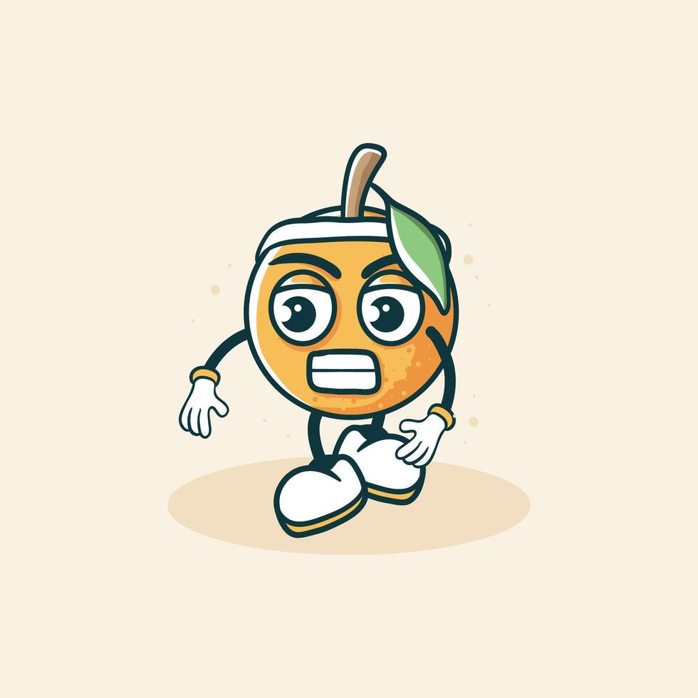 An Orange Character Exercises Wearing a Headband vector