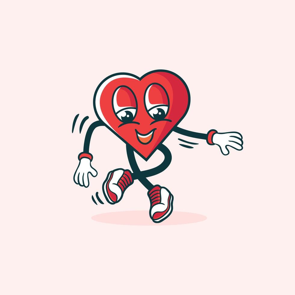 A Happy Heart Character Joyfully Dancing vector
