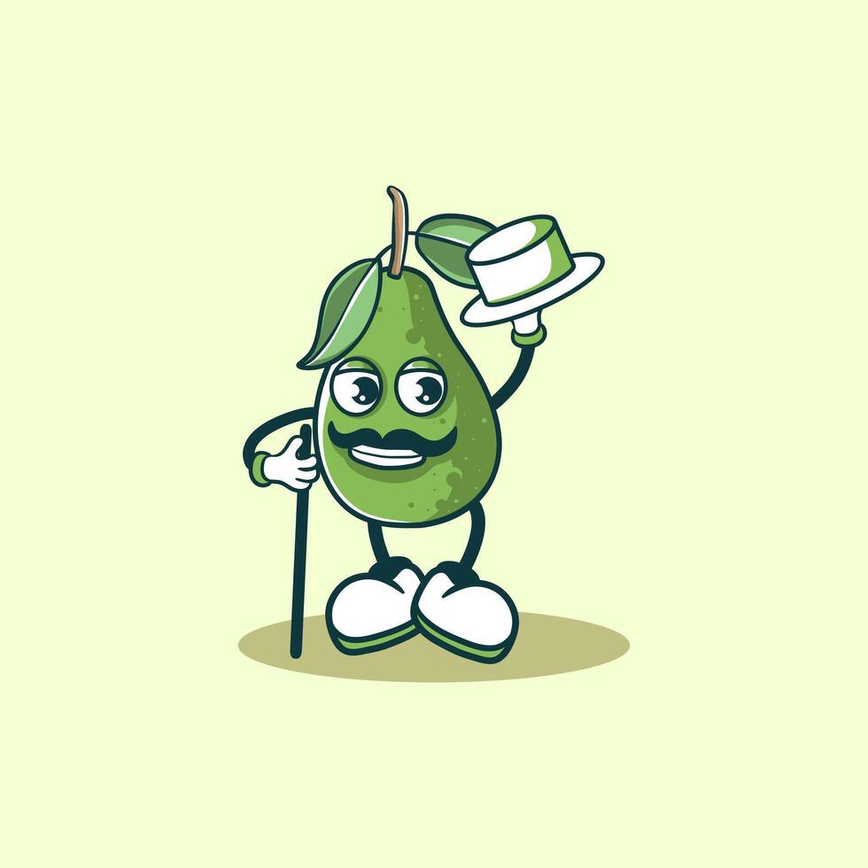 A dapper gentleman avocado character illustration vector