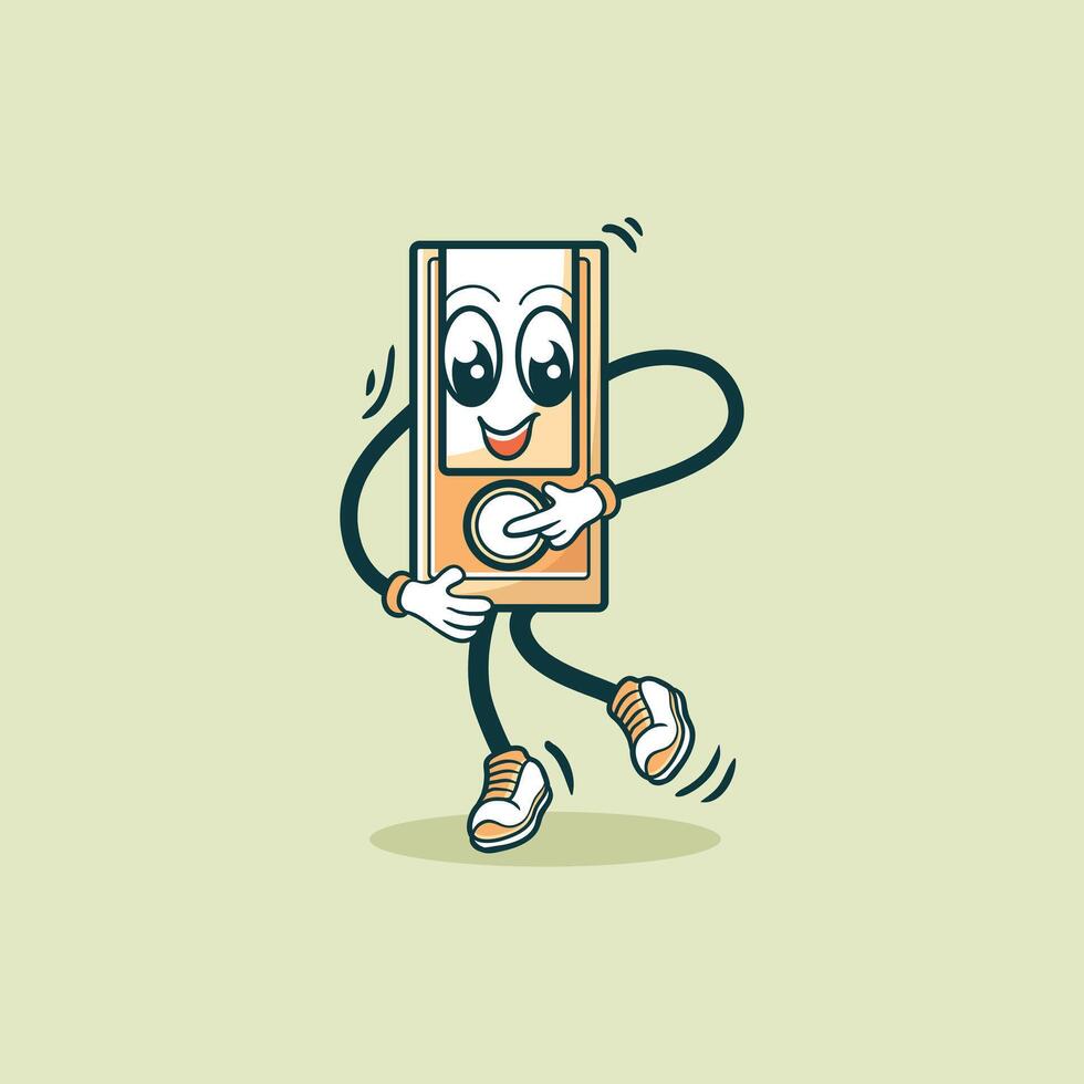 A Happy Mp3 Player Character Dances Joyfully vector