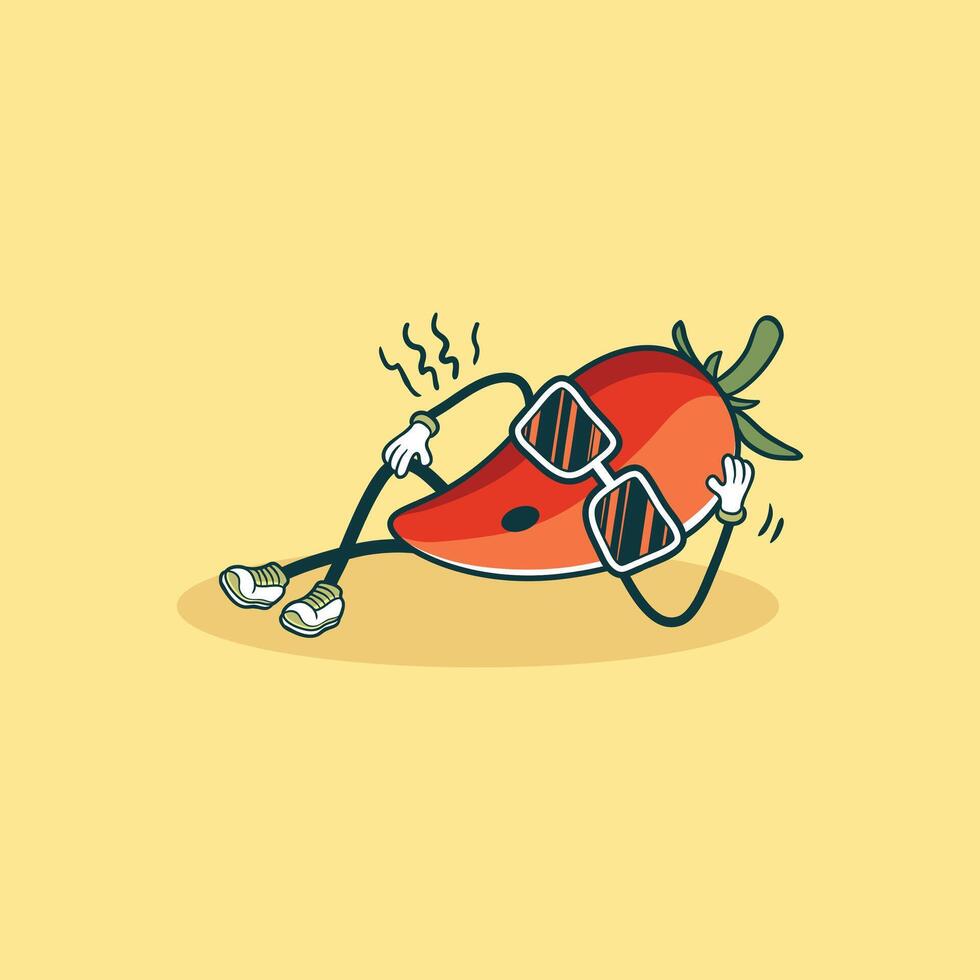 A Cool Chili Pepper Relaxing On The Beach vector