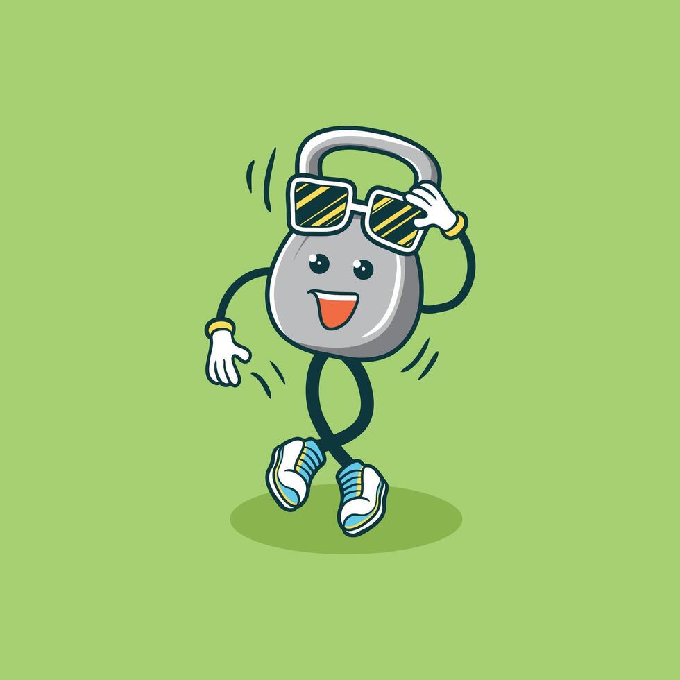 A Cool Kettlebell Character Dances Happily vector