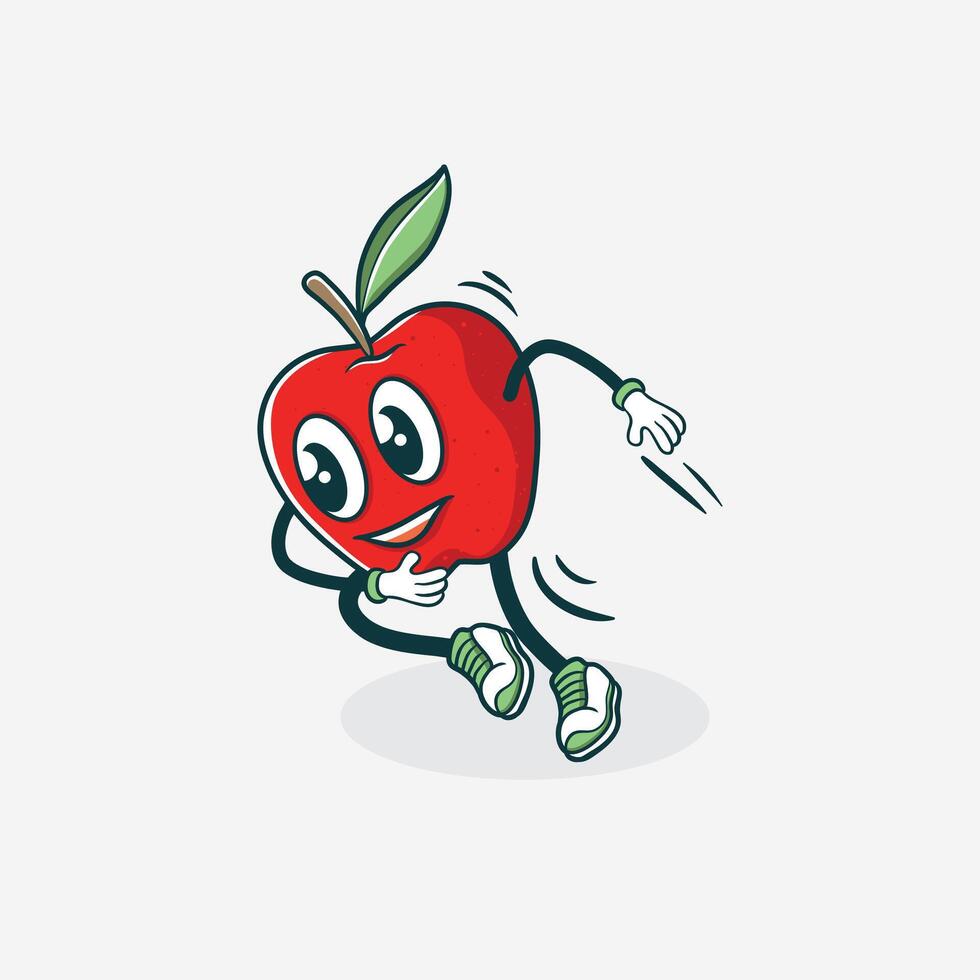 A Happy Apple Character Running Cheerfully vector
