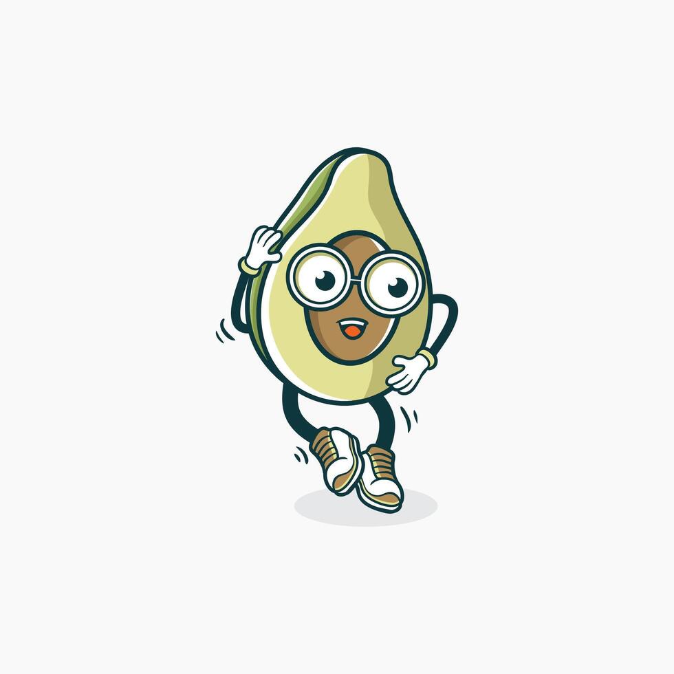 A Groovy Dancing Avocado Character Illustration vector