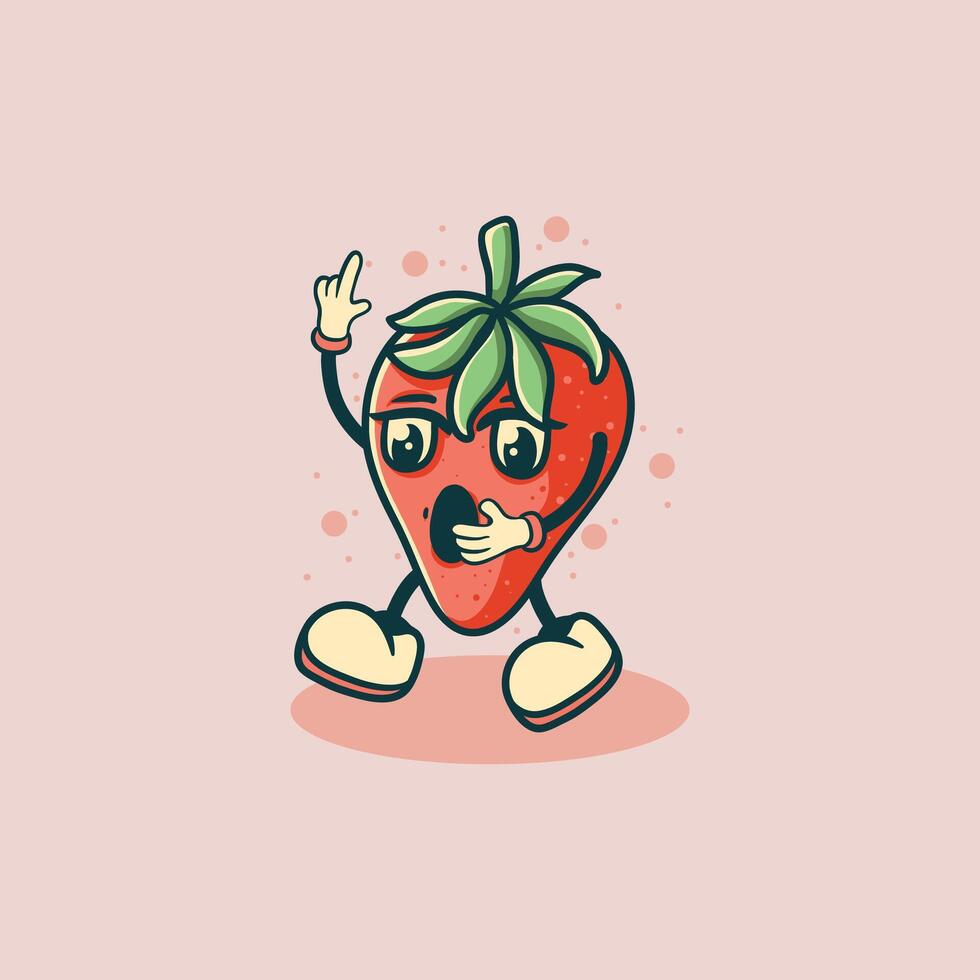 A Surprised Strawberry Character Cartoon Illustration vector