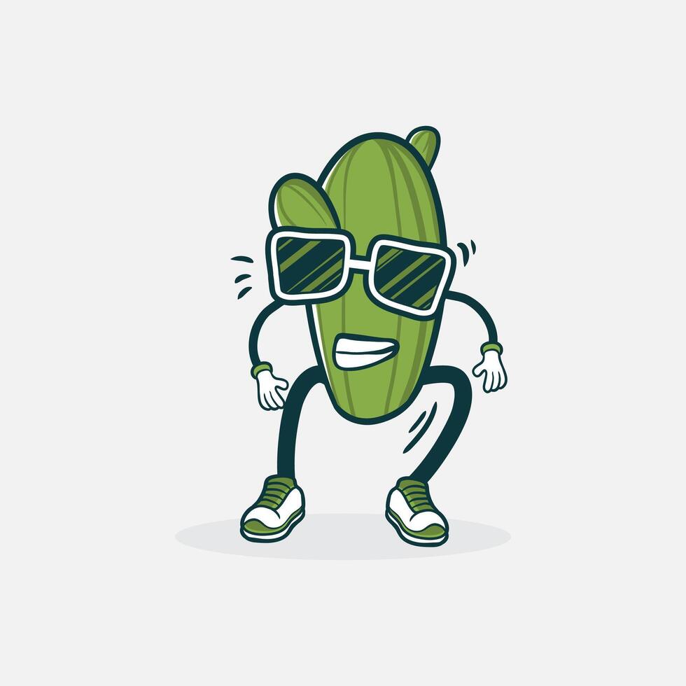 A Cool Cucumber Character Wearing Sunglasses vector
