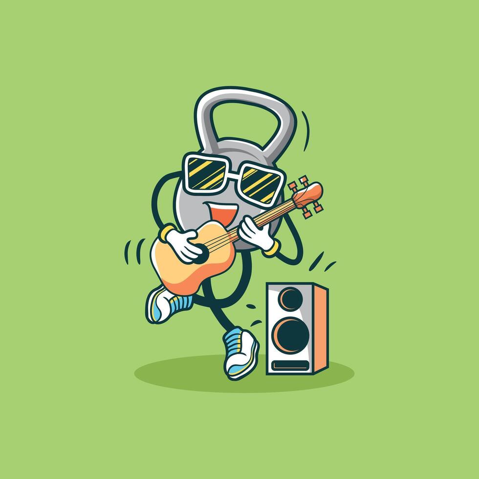 Cool Kettlebell Plays Guitar With Speaker vector