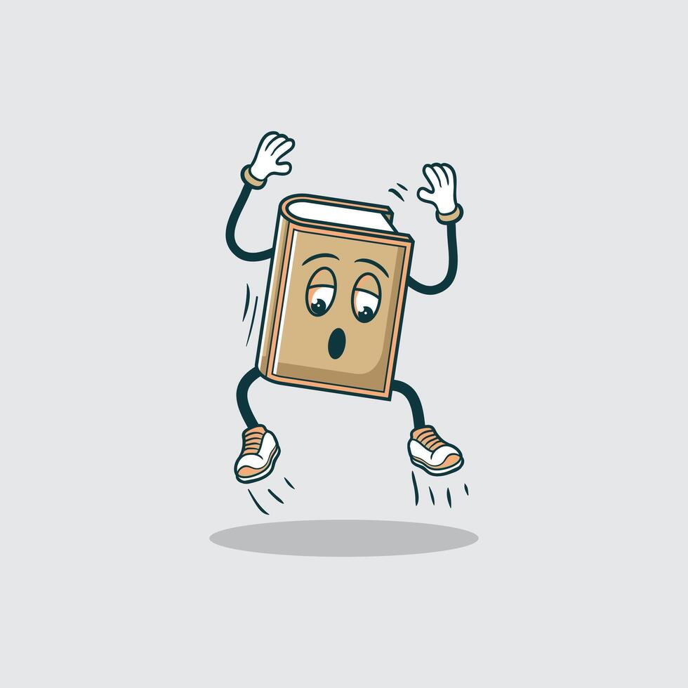 A scared book character jumps with surprise vector