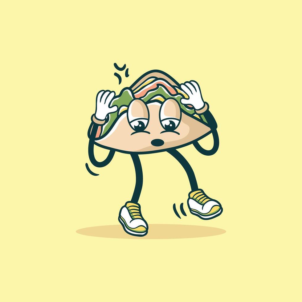 A Stressed Out Cartoon Taco Character Dancing vector