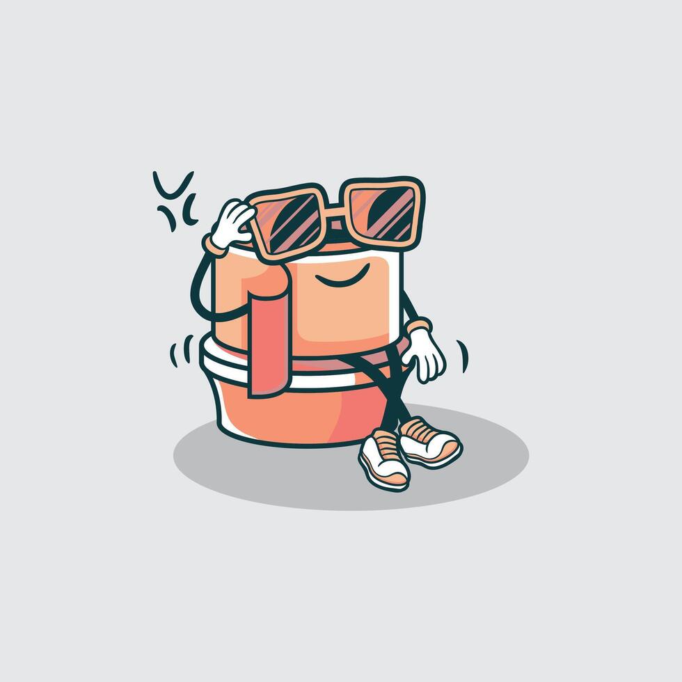 A food container character sits wearing sunglasses vector