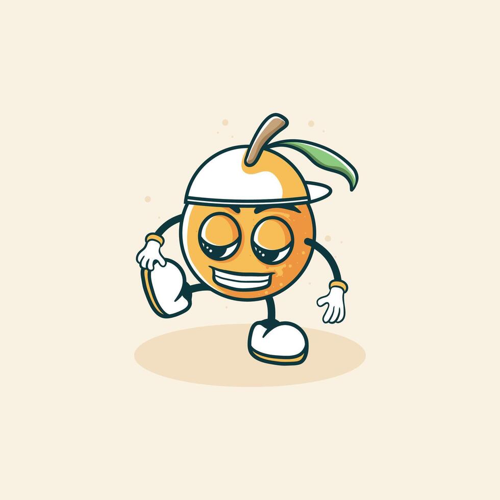 A Cartoon Mango Character Walks Happily vector