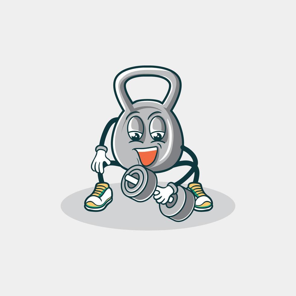 Kettlebell Character Lifting Weights During Workout vector