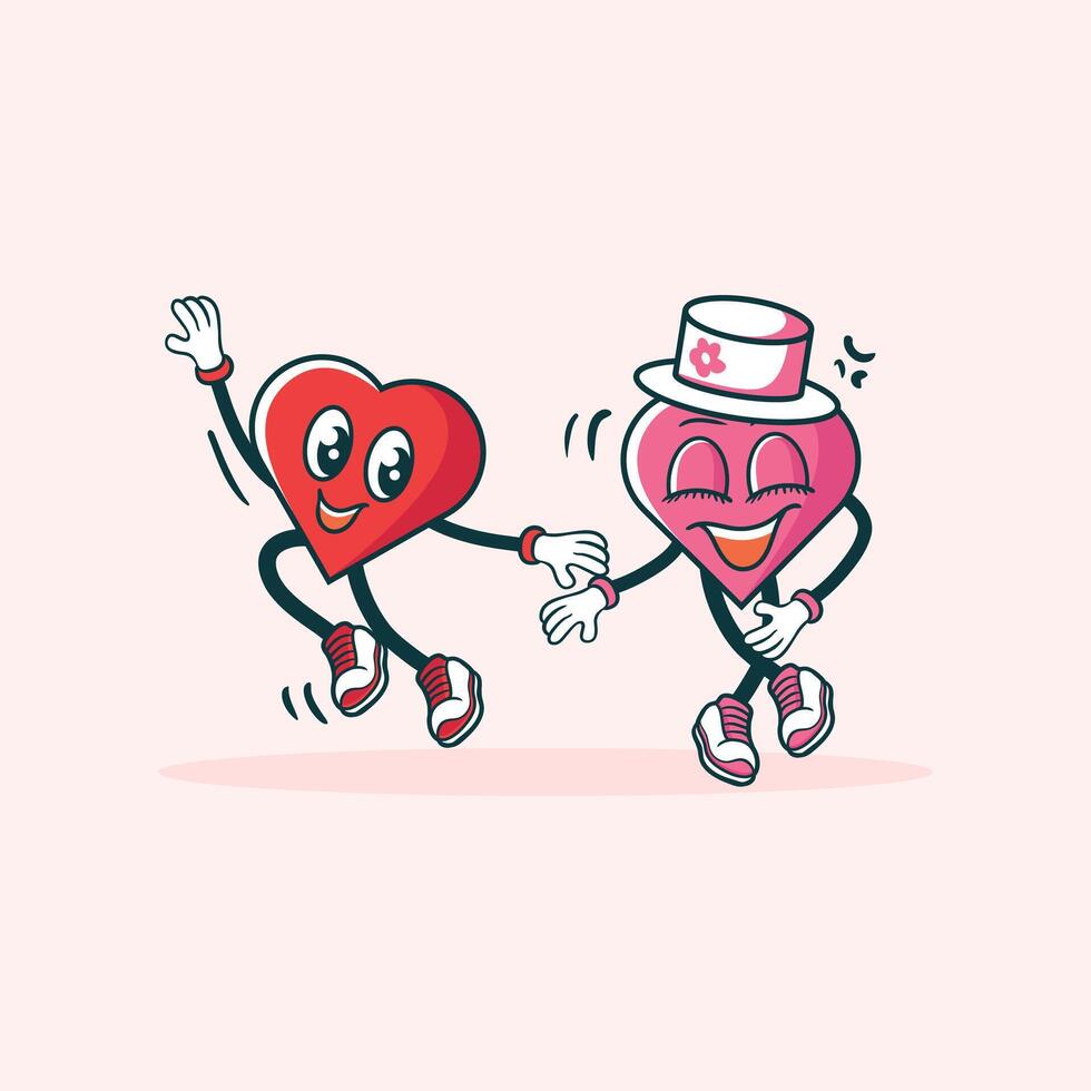 Happy Heart Characters Dancing Together Joyfully vector