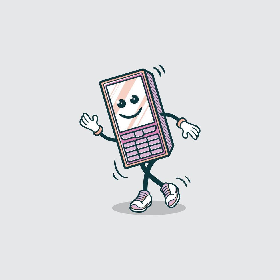 Happy Cell Phone Character Dancing Joyfully vector
