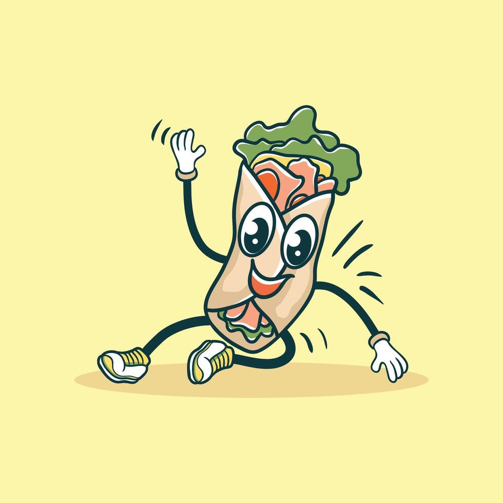A Happy Cartoon Burrito Dances Joyfully vector
