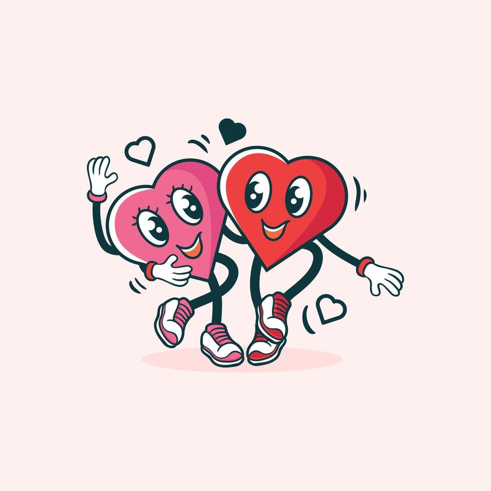 Two Happy Hearts Dancing Together Joyfully vector