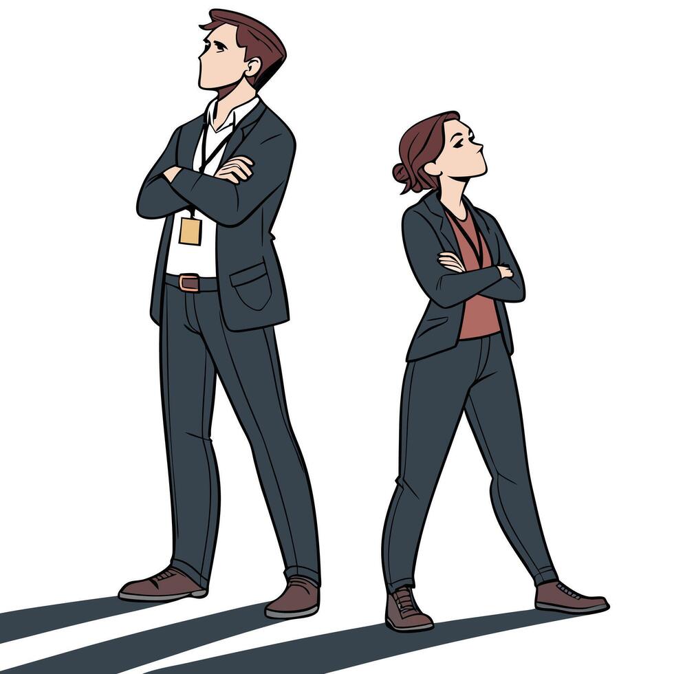 Mysterious Detective Duo Illustration Pack vector
