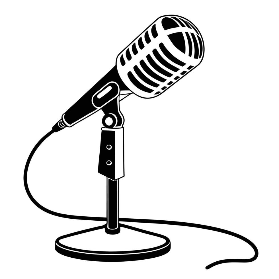 Podcast Equipment Silhouette Design vector