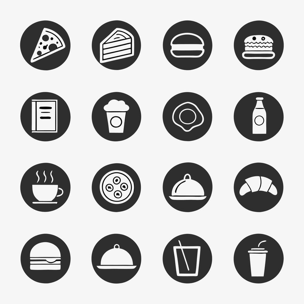 Set of Restaurant Service and Food Icons vector