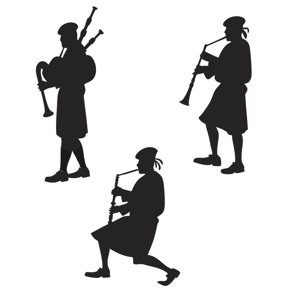 Bagpipe Music Symbol Silhouettes vector