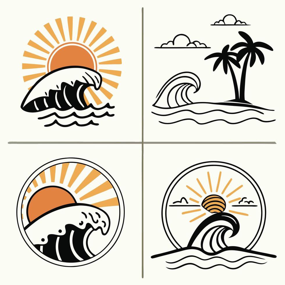 Sunset and Surf Wave Logo vector