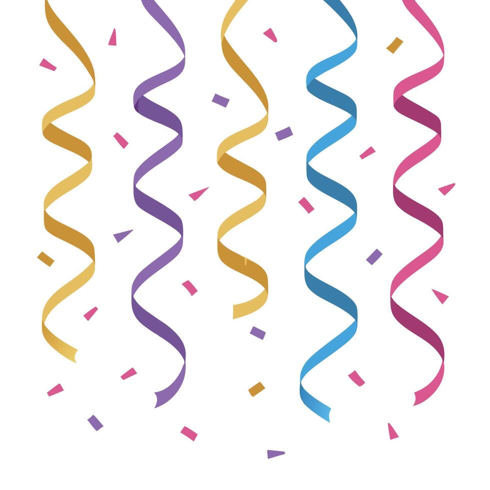 Colorful Party Atmosphere Confetti and Streamers Design vector