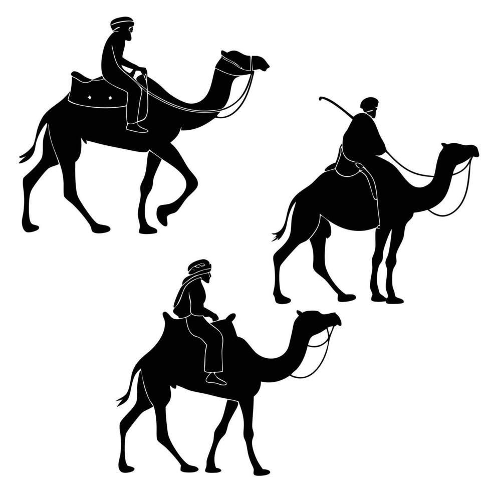 Camel Riders Silhouette Collection vector