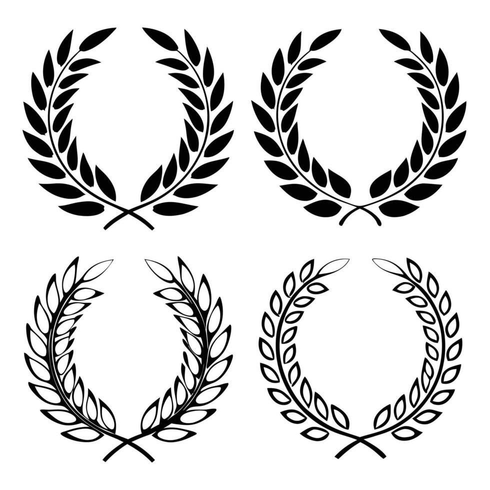 Traditional Laurel Wreath Silhouettes for Certificates vector