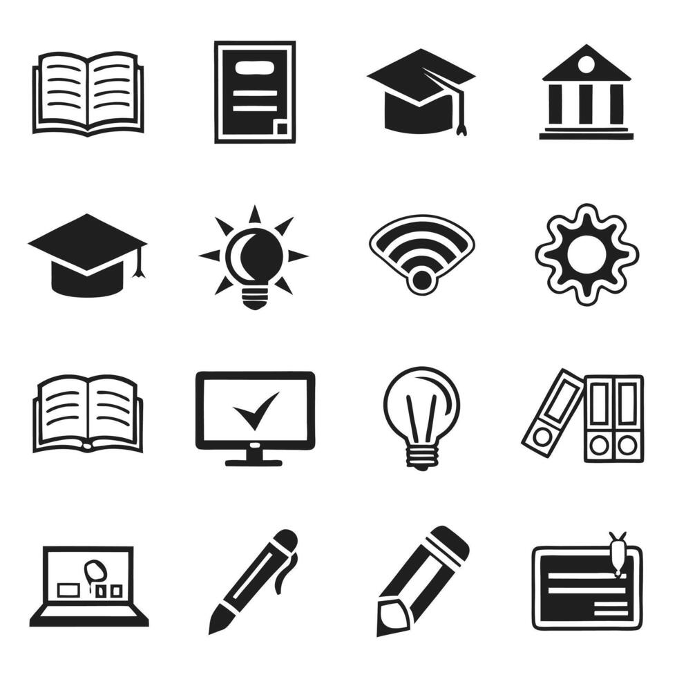 Digital Education Icon Set vector