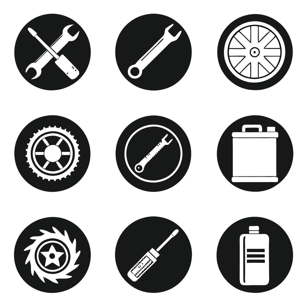Automobile Workshop Icons Set vector