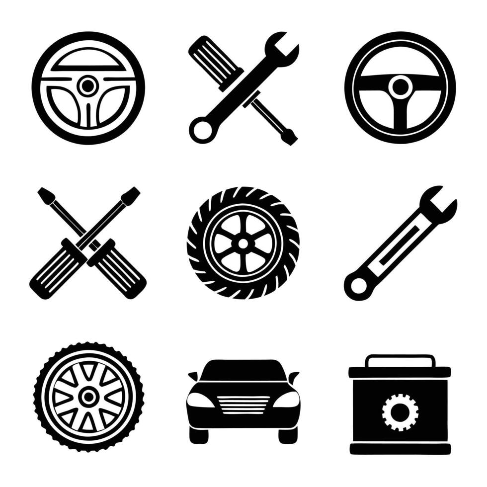 Monochrome Automotive Service Tools vector