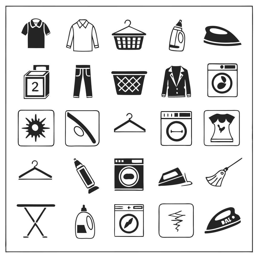 Washing Machine and Clothes Icons vector