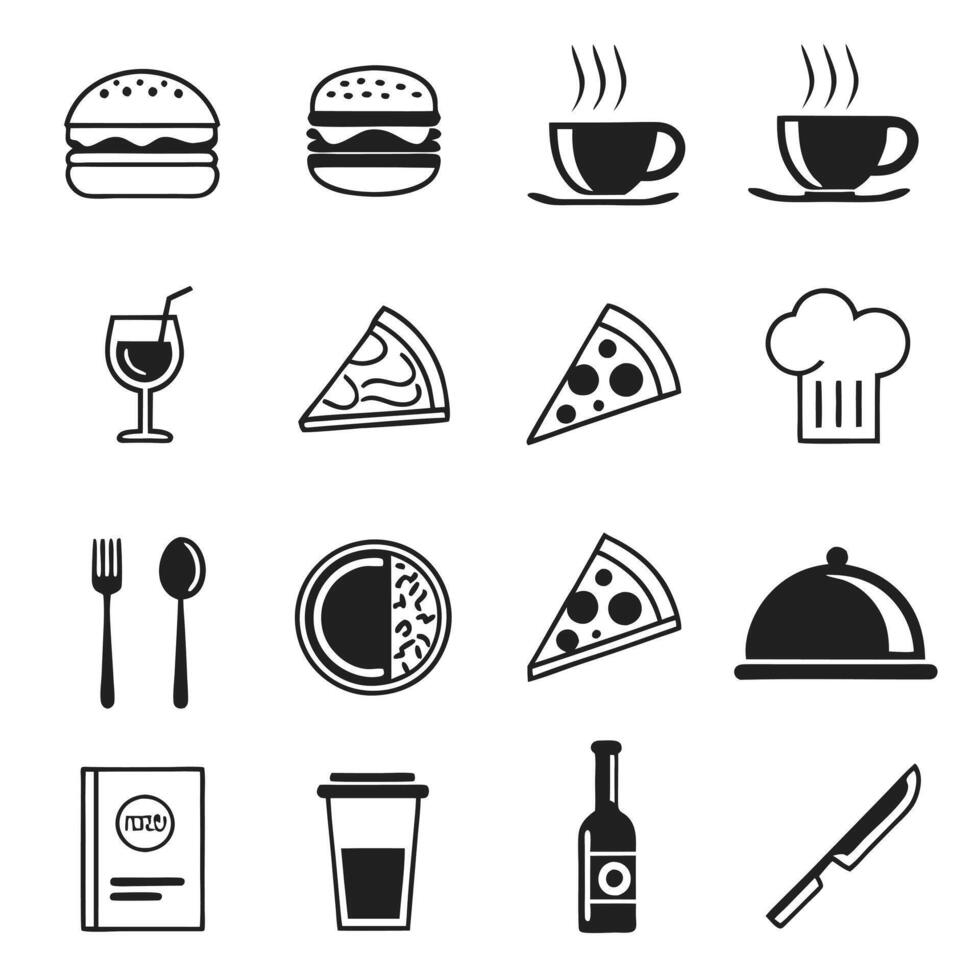 Elegant Restaurant Icons for Menu Design vector