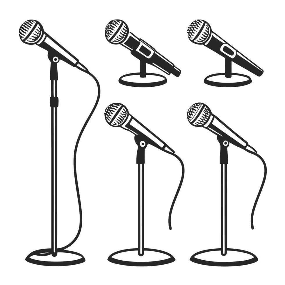 Studio Recording Mic Icons vector
