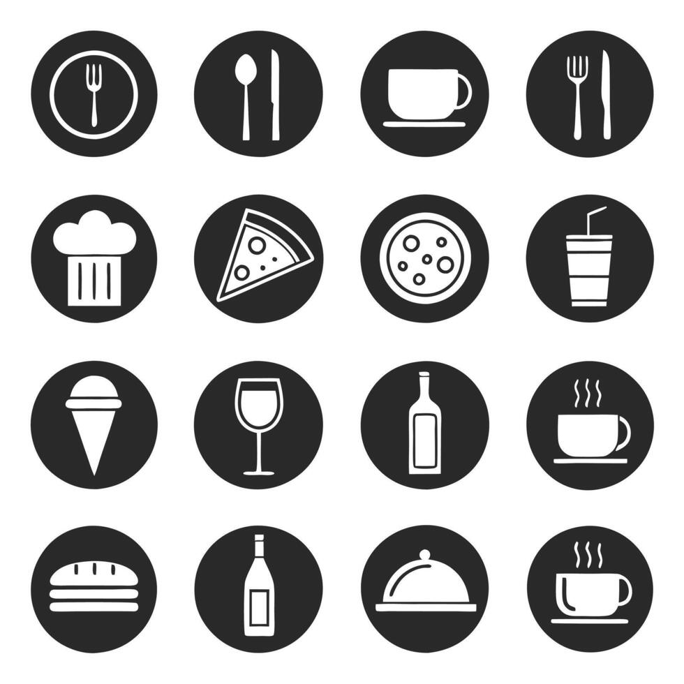 Diverse Restaurant Icons for Digital Media vector