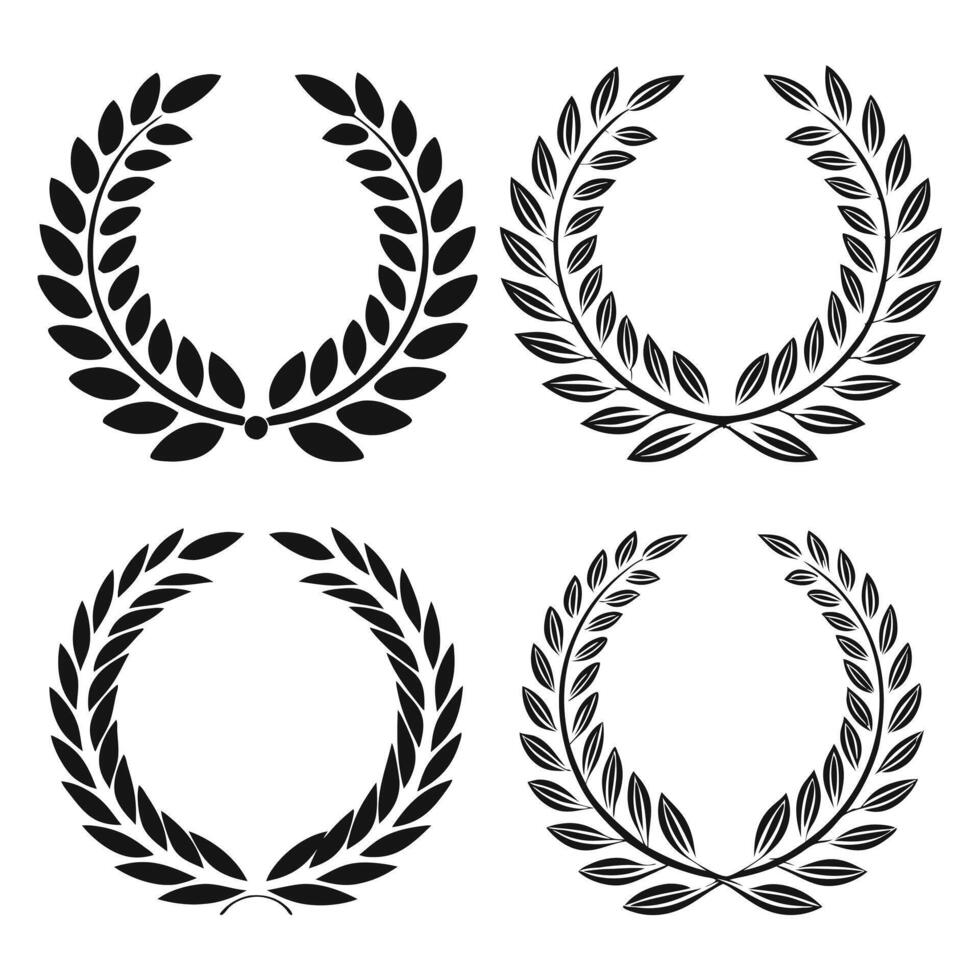 Circular Laurel and Wheat Wreaths for Badges vector