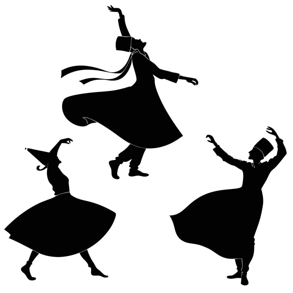 Traditional Sufi Dance Silhouettes vector