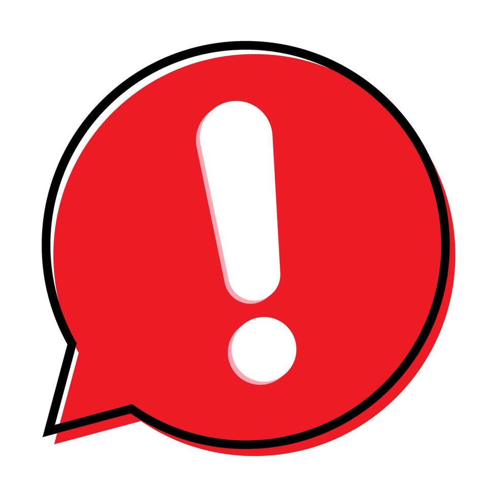 Speech bubble with exclamation mark icon. Red attention sign. Exclamation mark icon, Attention concept. vector