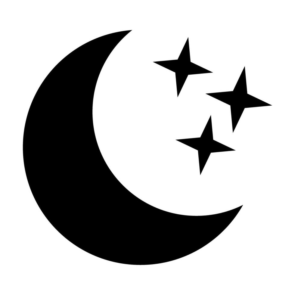 Crescent moon with stars icon. Night symbol. vector