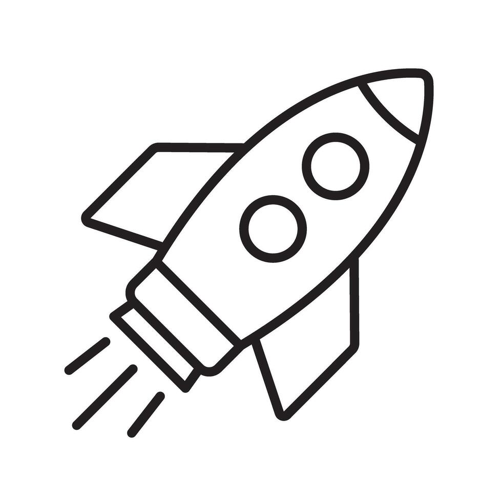 Rocket line icon. flying rocket line icon. Cartoon style. vector