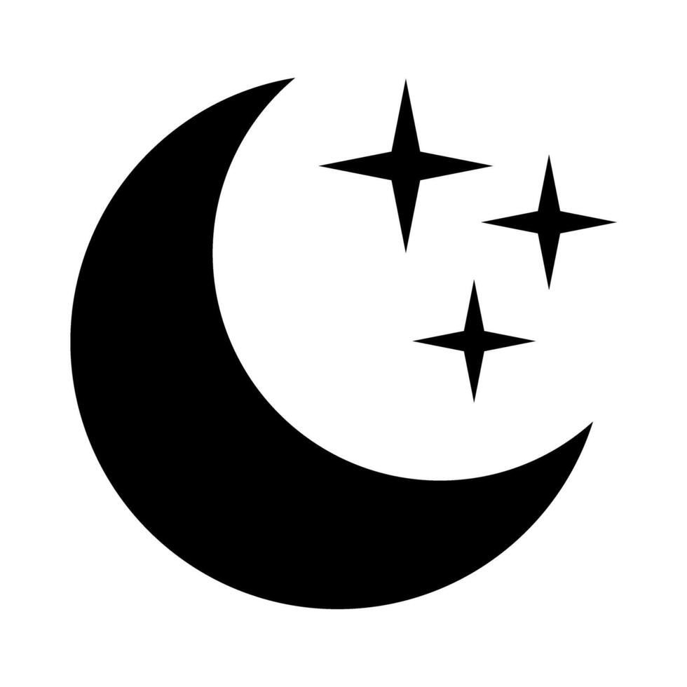 Crescent moon with stars icon. Night symbol. Crescent moon icon. vector